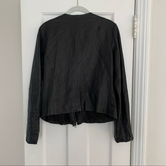 Vince Leather Moto Jacket Size Medium Black *repaired - Picture 4 of 9